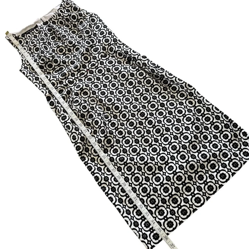 Nine West Black & White Geometric Sheath Dress Sleeveless